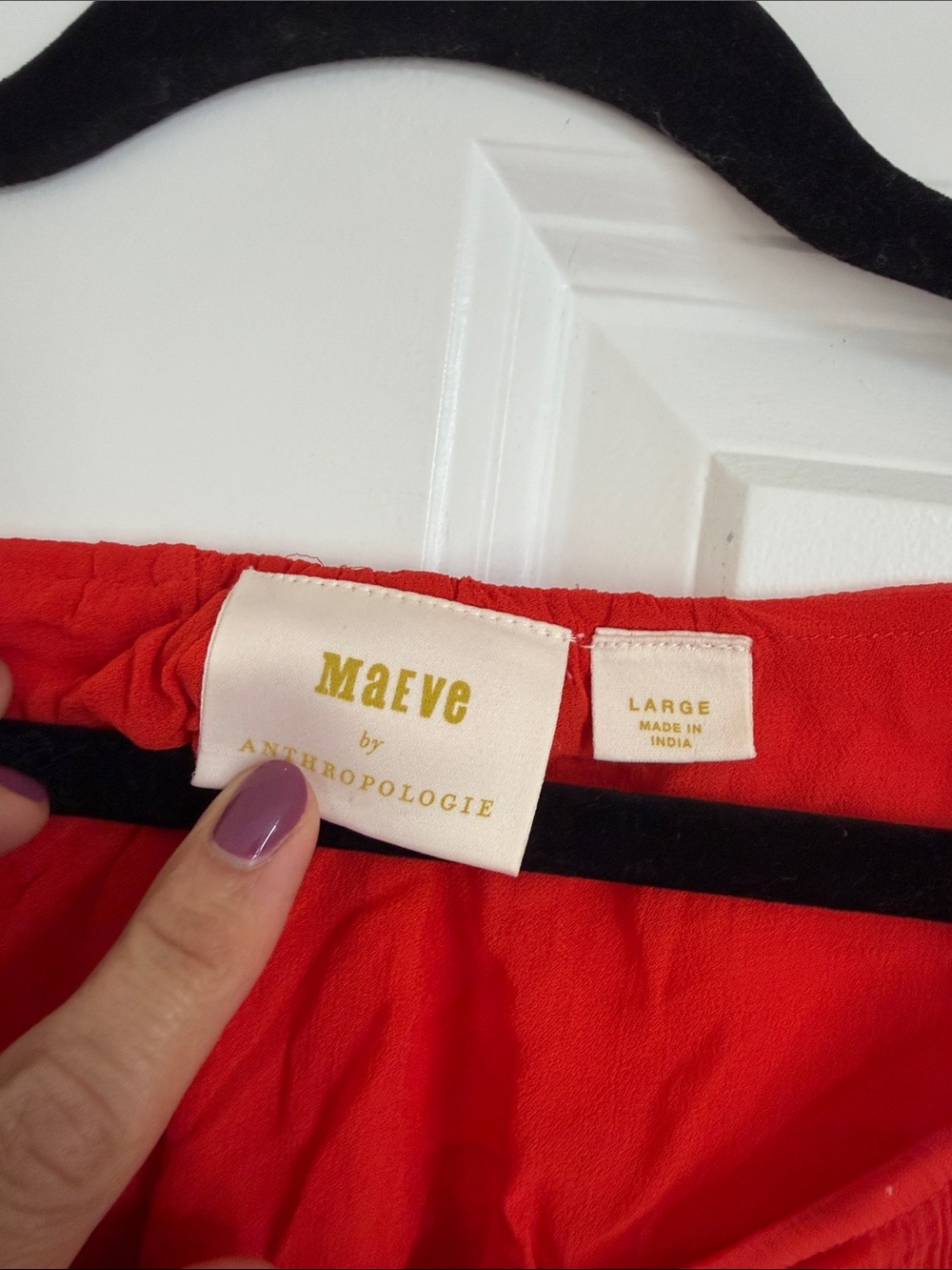 Maeve Red Cold-Shoulder Ruffle Button-Front Blouse - Picture 3 of 6